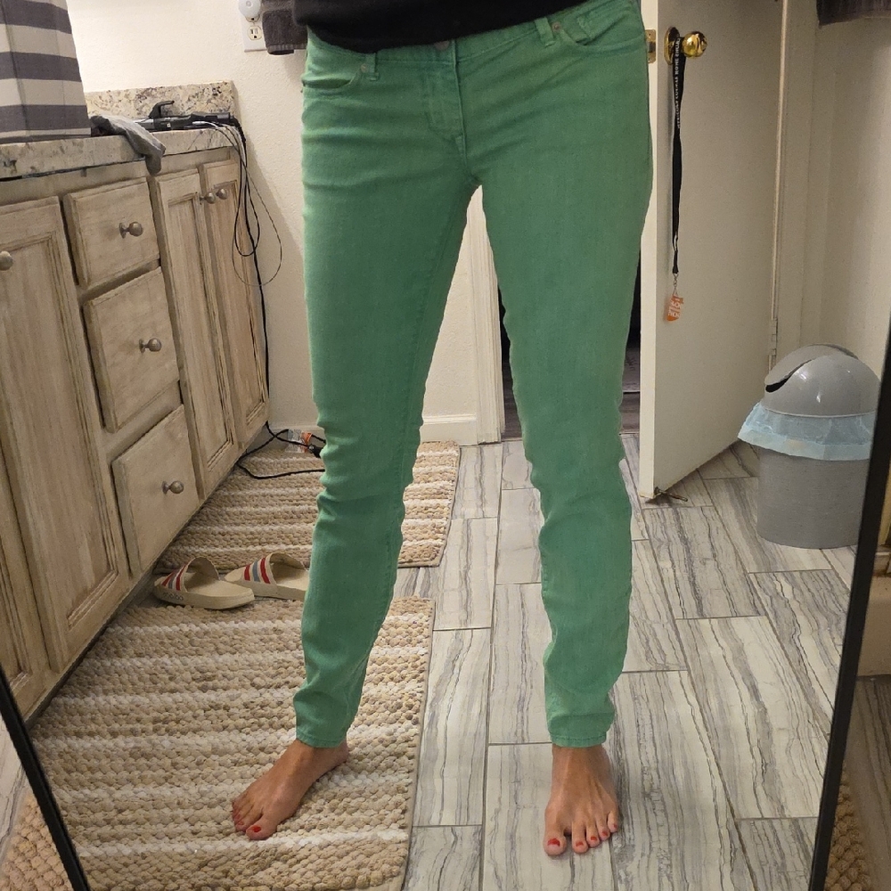 Express Green Skinny Jeans for Women Zelda Slim Fit Extra Low Rise Size 6